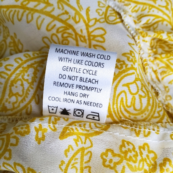 Stitch & Lace Paisley Chiffon Peplum Bell Sleeve Blouse Yellow Size Large - Picture 6 of 7